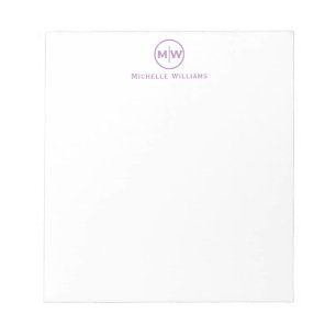 Modern Lila Violet Circle Two Monogram - början Anteckningsblock