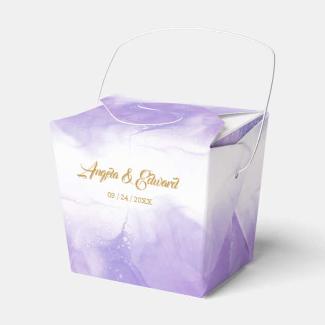 Modern Lila Violet Wedor Favor Box Presentaskar (Framsidan Sidan)