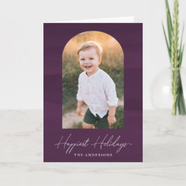 Modern Lila Watercolor Arch Photo Helgkort