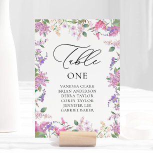 Modern Lila Watercolor Wildblommor Bröllop Bordsnummer