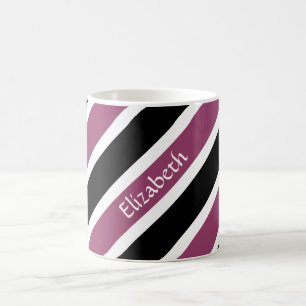 Modern Lila White Black Rand med Namn Kaffemugg