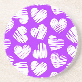 Modern Lila White Doodled Heart Valentine Day Underlägg