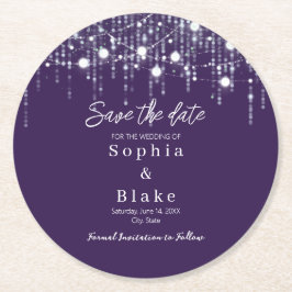 Modern Lila & White Hanging Ljus Spara datum Underlägg Papper Rund