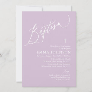 Modern Lila White Kor Girl Baptism-inbjudan Inbjudningar