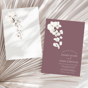Modern Lila White Orchids Flowers Bröllop Inbjudningar