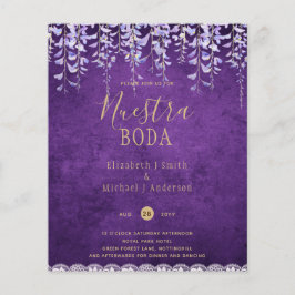 Modern Lila Wisteria Snöre Bröllop Flygblad