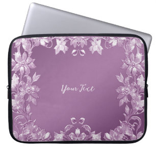 Modern Lilac Blommigt Laptop sleeve