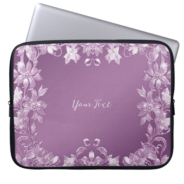 Modern Lilac Blommigt Laptop sleeve (Framsidan)