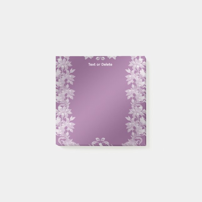 Modern Lilac Blommigt Post it Notes Post-it Block (Framsida)
