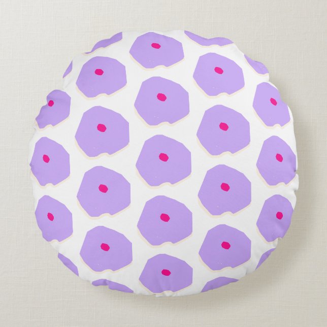 Modern lilac-blommor illustration Round Pillow Rund Kudde (Framsidan)