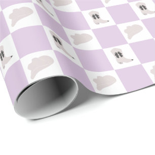 Modern Lilac Checkated Cowgirl Rodeo Mönster Presentpapper