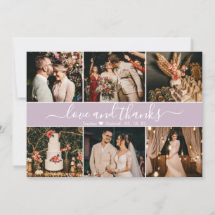 Modern Lilac Elegant Typography 6 Photo Collage Tack Kort