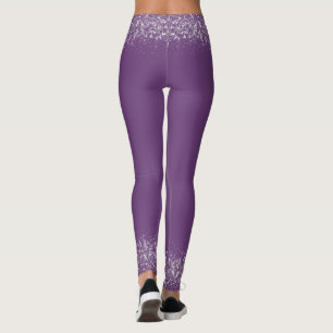 Modern Lilac Glitter Sparkles Gravid Leggings