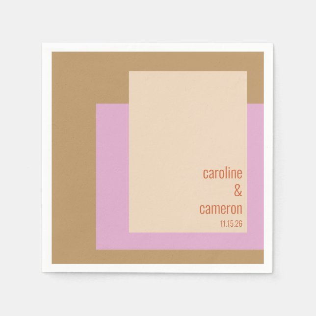 Modern Lilac Guld Geometric Personligt bröllp Pappersservett (Framsidan)