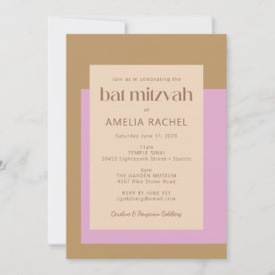 Modern Lilac Guld Rosa Geometric Bat mitzvah Inbjudningar