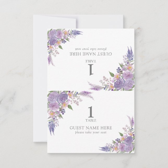 Modern Lilac Lavender Mauve Bröllop-platskort OSA Kort (Framsida)