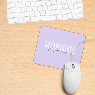 Modern Lilac Lavender Monogram fet Namn Musmatta