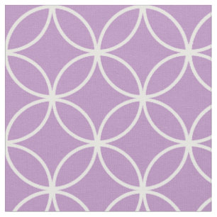 Modern Lilac Lila White Circle Diamond Mönster Tyg