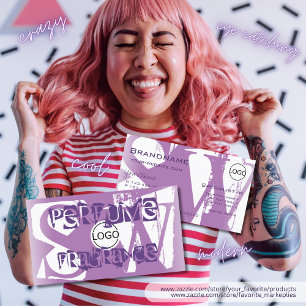 Modern Lilac Lila White med Logotyp och Monogram Visitkort