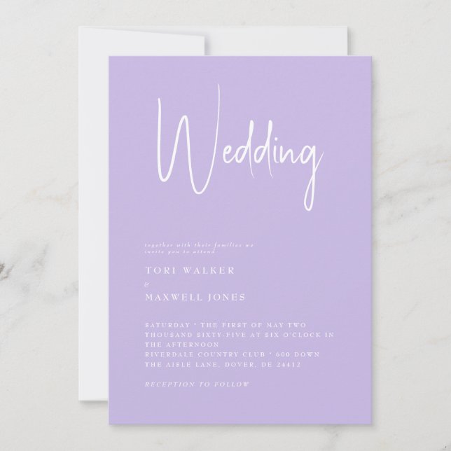 Modern Lilac No Parents Wedding-inbjudan Inbjudningar (Framsida)
