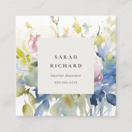 Modern  Lilac Watercolor Ro Blommigt Bunch Fyrkantigt Visitkort