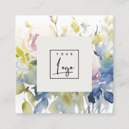 Modern  Lilac Watercolor Ro Blommigt Logotyp Fyrkantigt Visitkort