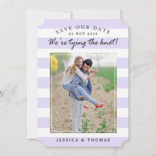 Modern Lilac & White Rand Spara datum i fotot Datumet