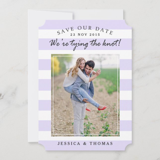 Modern Lilac & White Rand | Spara datum i fotot Datumet (Framsida)