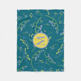 Modern lilax-gult, bär mönster fleecefilt