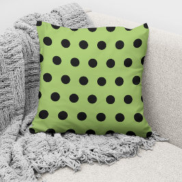 Modern Lime Green Black Polka dots Mönster Kudde