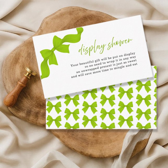 Modern Lime Green Coquette Bow Display Shower Tilläggskort (Skapare uppladdad)