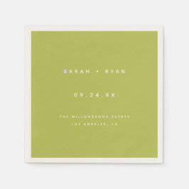 Modern Lime Green Custom Wedding Names Pappersservett
