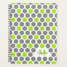Modern Lime Green Grått Geometric Mönster Monogram