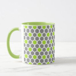Modern Lime Green Grått Geometric Mönster Mugg