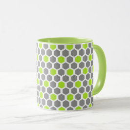 Modern Lime Green Grått Geometric Mönster Mugg