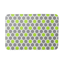 Modern Lime Green Grått Hexagon Geometric Mönster Badrumsmatta