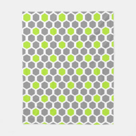 Modern Lime Green Grått Hexagon Geometric Mönster Fleecefilt