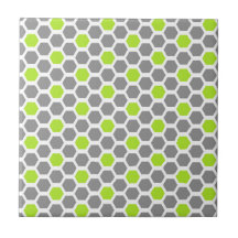 Modern Lime Green Grått Hexagon Geometric Mönster