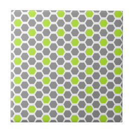 Modern Lime Green Grått Hexagon Geometric Mönster Kakelplatta