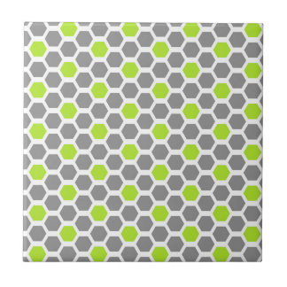 Modern Lime Green Grått Hexagon Geometric Mönster Kakelplatta