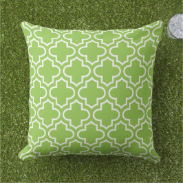 Modern Lime Green Moroccan Quatrefoil Mönster Kudde
