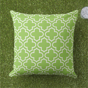 Modern Lime Green Moroccan Quatrefoil Mönster Kudde