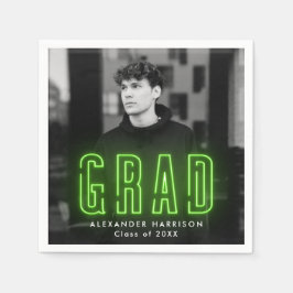 Modern Lime Green Neon Photo Studenten Pappersservett