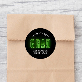 Modern Lime Green Neon Studenten Runt Klistermärke