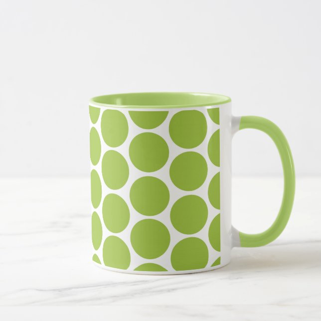 MODERN LIME GREEN, VITA POLKA DOTS MUGG (Höger)