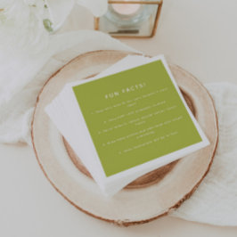 Modern Lime Green Wedding Custom Fun Facts Pappersservett