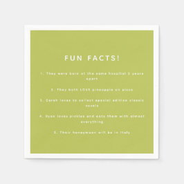 Modern Lime Green Wedding Custom Fun Facts Pappersservett