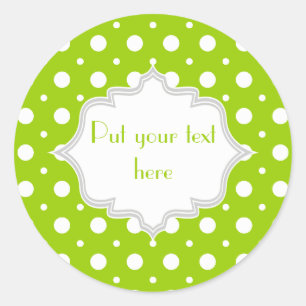 Modern lime green, white polka dot mönster anpassn runt klistermärke