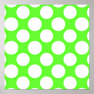 Modern Lime Green White Polka dots Mönster Poster
