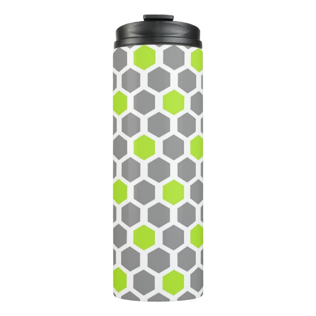 Modern Lime och Grått Hexagon Geometric Mönster (Framsida)